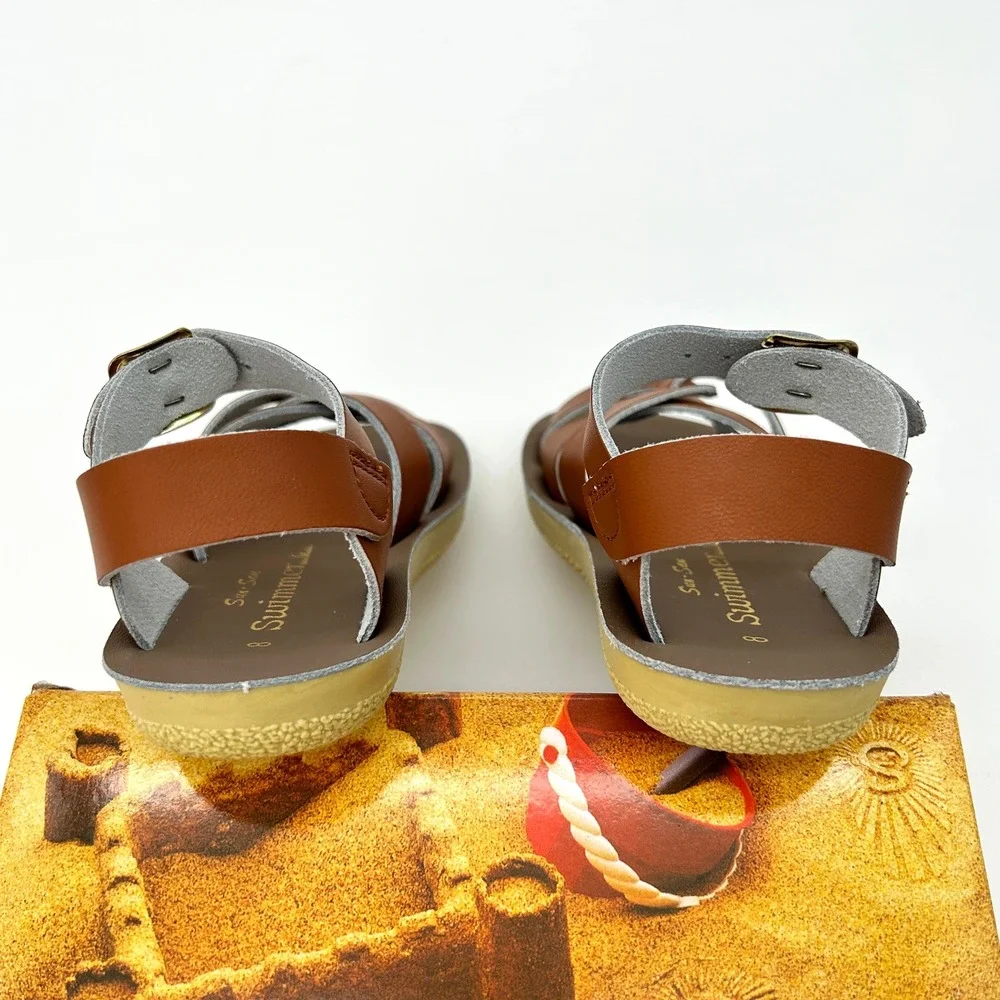 Salt Water Sandals Sun-San Swimmer Toddler Size 8 Tan Leather Water Friendly NEW